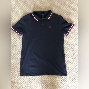 H&M Men's Navy Polo Shirt with Red Trim size small